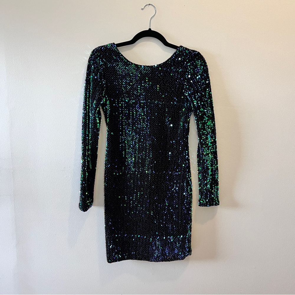 MOTEL ROCKS Long Sleeve Sequin Mini Dress